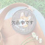コーギー刺繍丸ポーチ