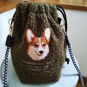 画像1: ボア刺繍コードショルダー　コーギー